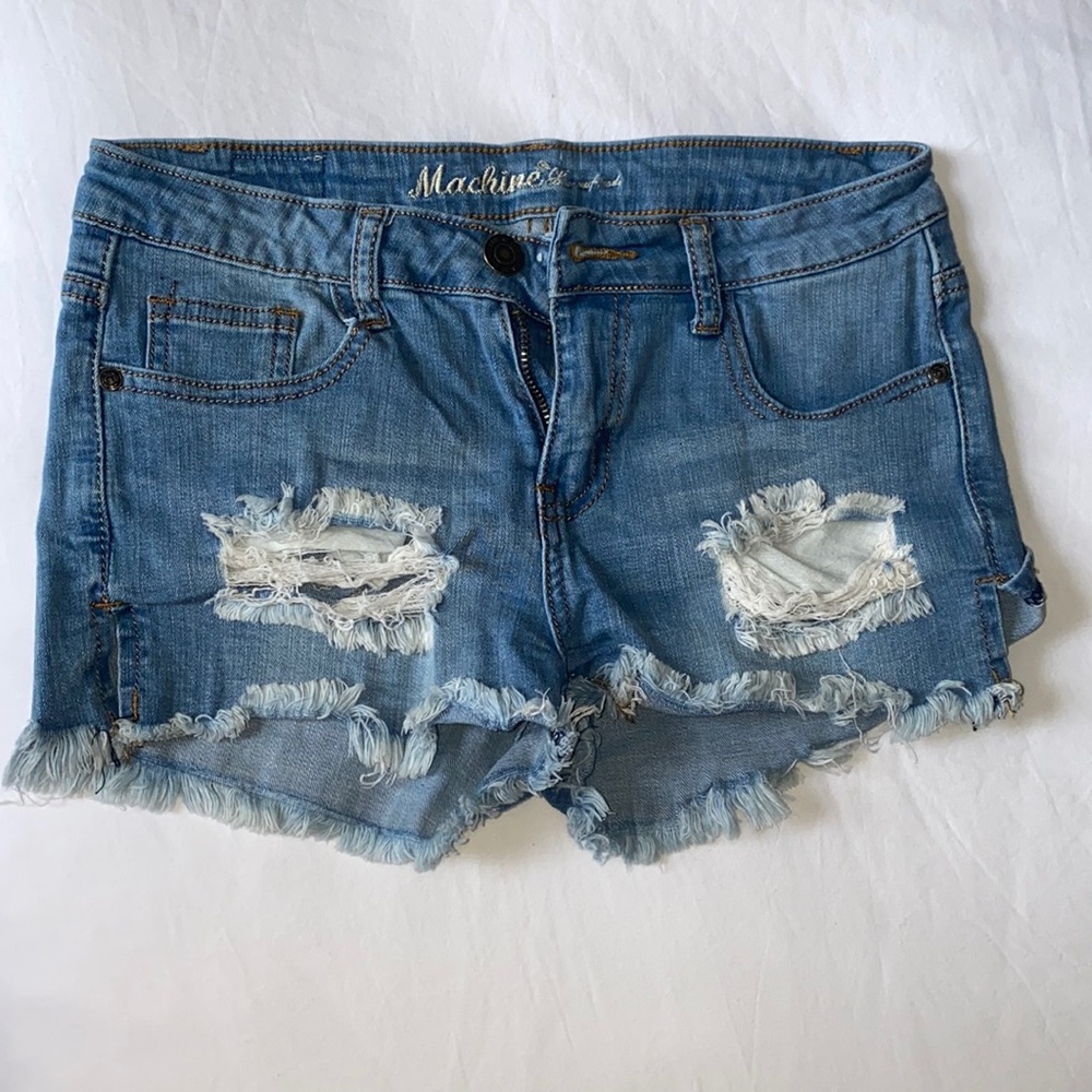 Medium wash denim shorts